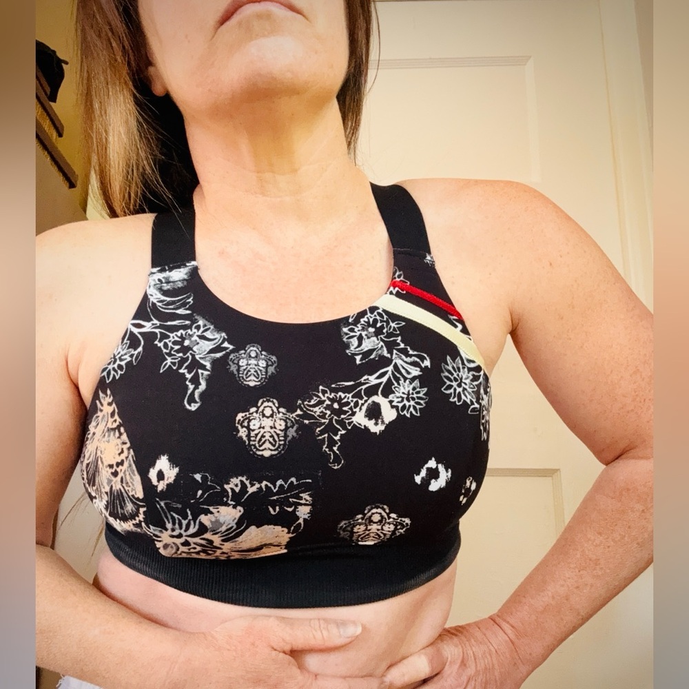 Free People / FP Movement sports bra black white floral adjustable wide straps